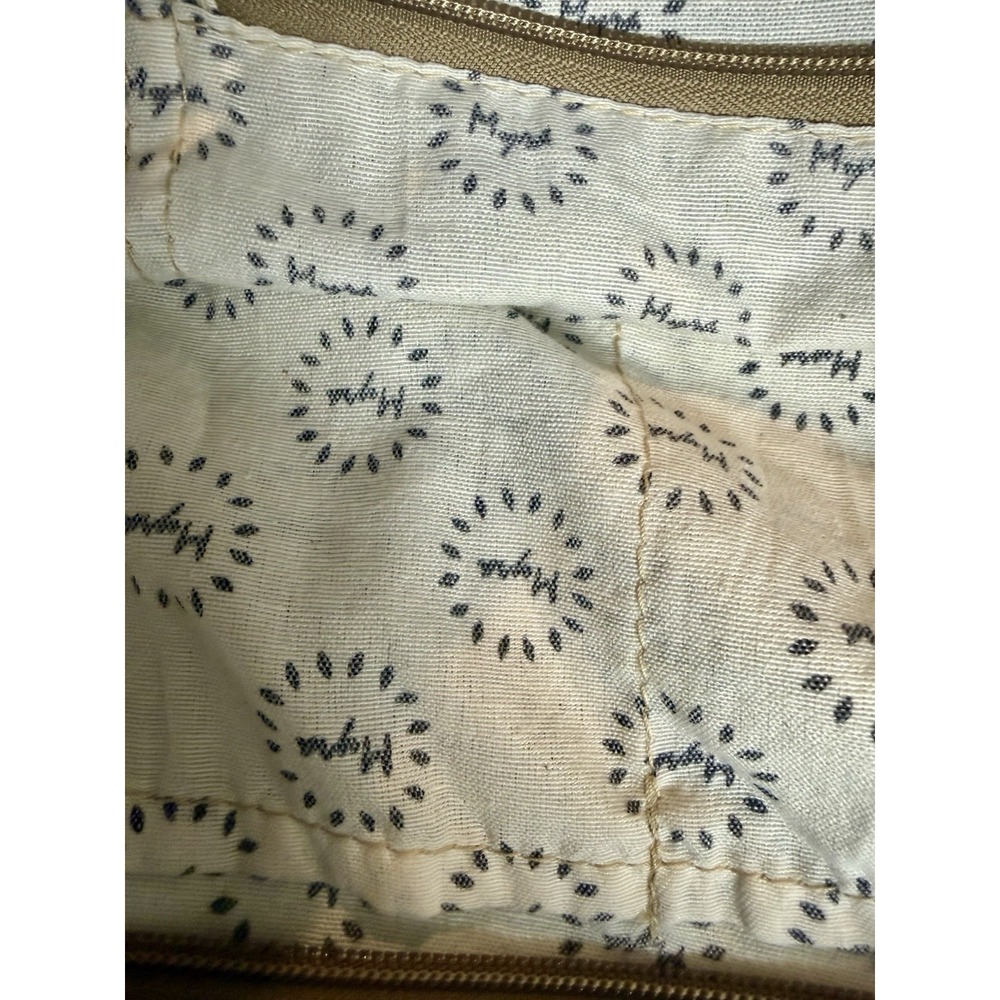 MYRA BAG Aqua Blue Canvas Floral Print Leather Handles Tote 100% cotton - Picture 11 of 16